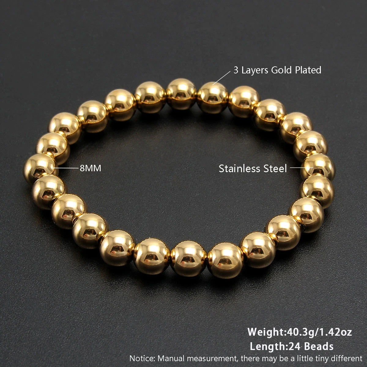 أساور SUNSLL الكلاسيكية المصنوعة من الفولاذ المقاوم للصدأ والمطلية بالذهب والمصنوعة من الخرز المرن، مجوهرات رائعة للحفلات للجنسين مقاومة للماء