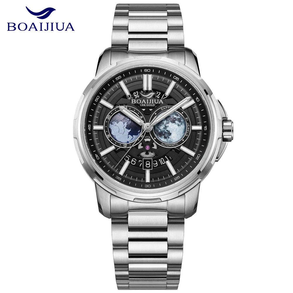 ساعة BOAIJIUA الميكانيكية الأوتوماتيكية ساعة Creative Starry Sky مقاومة للماء حتى عمق 50 مترًا 8217 ساعات ميكانيكية هدية عيد ميلاد للرجال