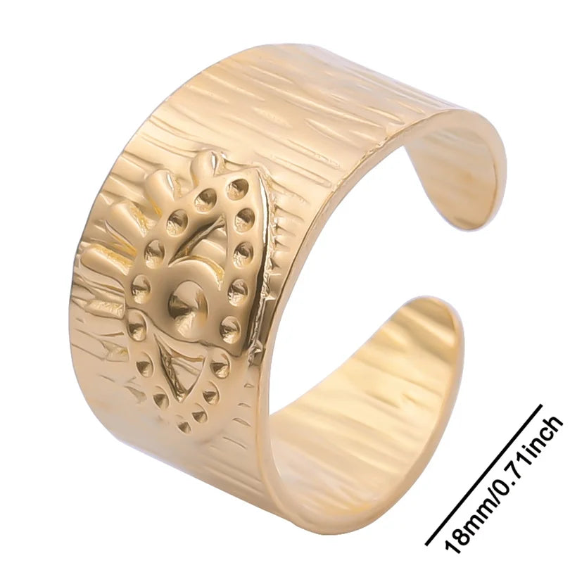 خواتم أنيقة مطلية بالذهب من الفولاذ المقاوم للصدأ، 6 قطع/مجموعة، بتصميمات زهور ونجوم وأوراق شجر وحب وثعبان، خواتم مجردة، مجوهرات نسائية بالجملة