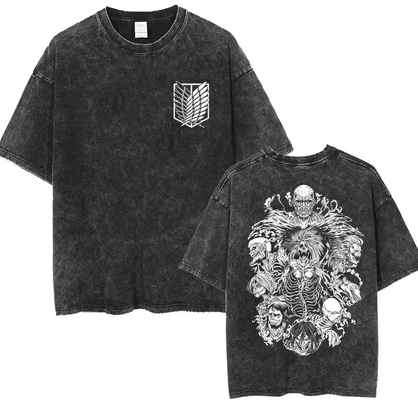 تيشيرتات جرافيكية للرجال والنساء بتصميم أنمي هجوم العمالقة من راينر براون، قمصان كرتونية للرجال والنساء، الأكثر مبيعًا، أنمي مغسول للرجال والنساء