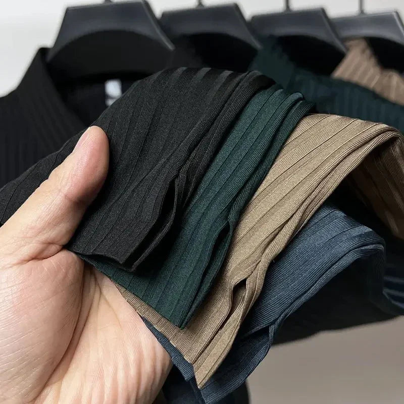 قميص بولو رجالي من الحرير الجليدي، ياقة مجوفة، بأكمام قصيرة، قابل للتهوية، تي شيرت عصري للأعمال، ملابس رجالية، صيف، جديد