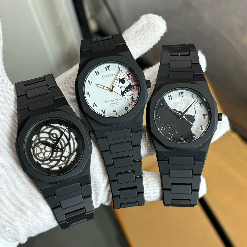 ساعة كوارتز كلاسيكية للرجال من البلاستيك المقاوم للماء بتصميم الشرق الأوسط بمينا أرقام عربية باللون الفضي والذهبي، يمكن تخصيصها