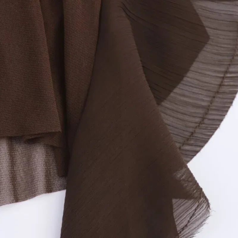 تي شيرت فضفاض ورقيق برقبة دائرية وقصة ضيقة من الدانتيل مع إحساس بالطبقات، تي شيرت خريفي كاجوال أنيق للنساء، ملابس الشارع، تي شيرت