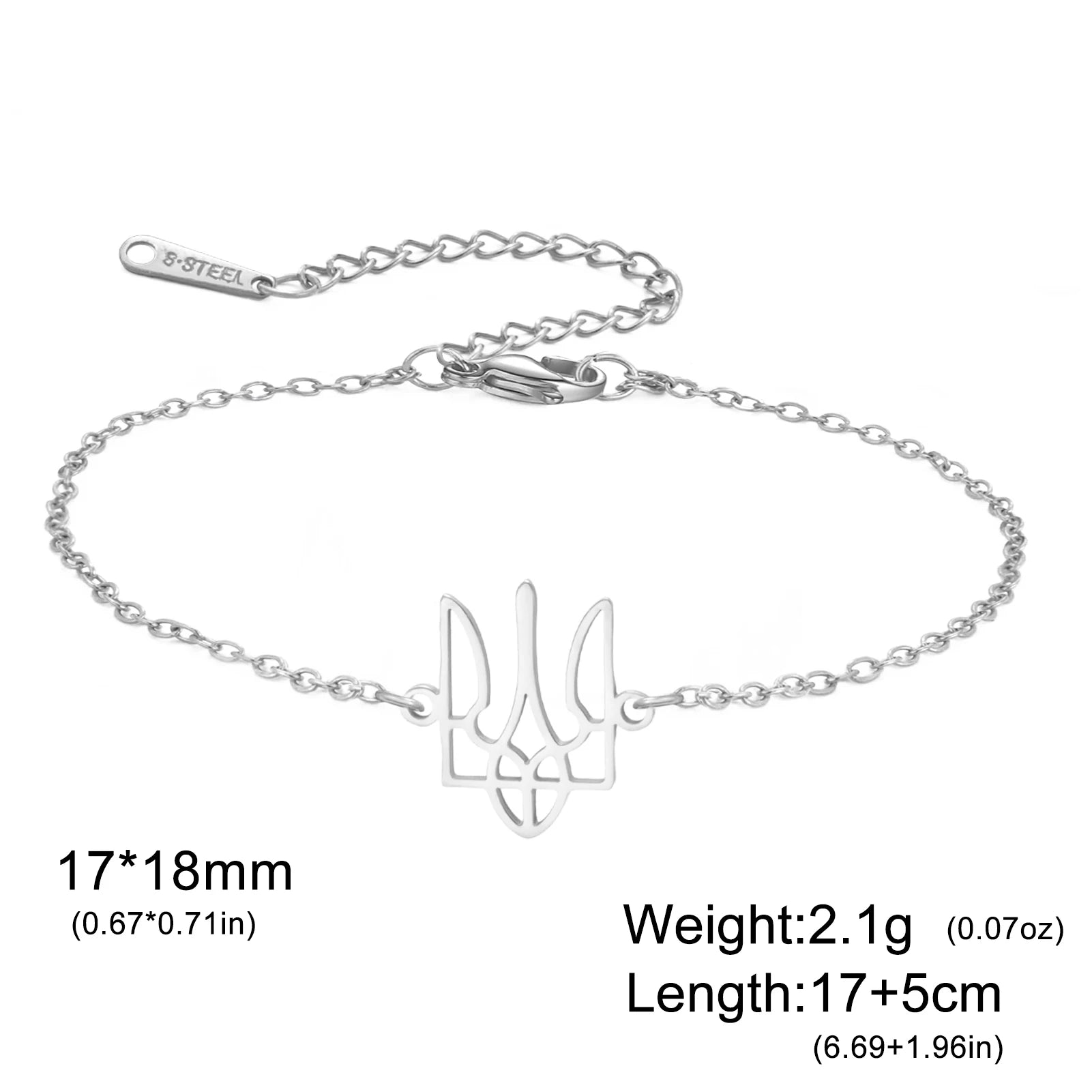 أساور كازادور، رمز أوكرانيا الوطني، للنساء والرجال، مصنوعة من الفولاذ المقاوم للصدأ، مزينة بخرز وسلسلة، تُعدّ هدية مثالية من المجوهرات الأوكرانية.