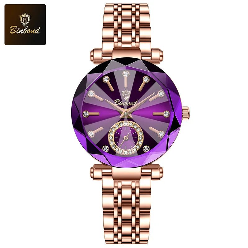 ساعة يد نسائية فاخرة وأنيقة من بينبوند، مقاومة للماء، مصنوعة من الفولاذ المقاوم للصدأ، مناسبة للإطلالات البسيطة والعصرية، تعمل بنظام الكوارتز.