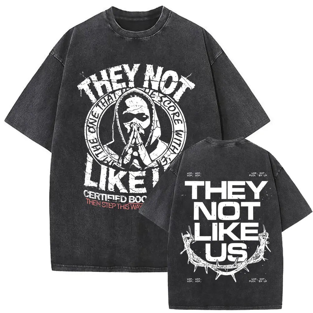 تي شيرت رجالي بتصميم ريترو مغسول من تصميم مغني الراب كندريك لامار، تي شيرت DAMN مطبوع عليه شعار الهيب هوب الحضري، مصنوع من القطن بنسبة 100% على الوجهين.