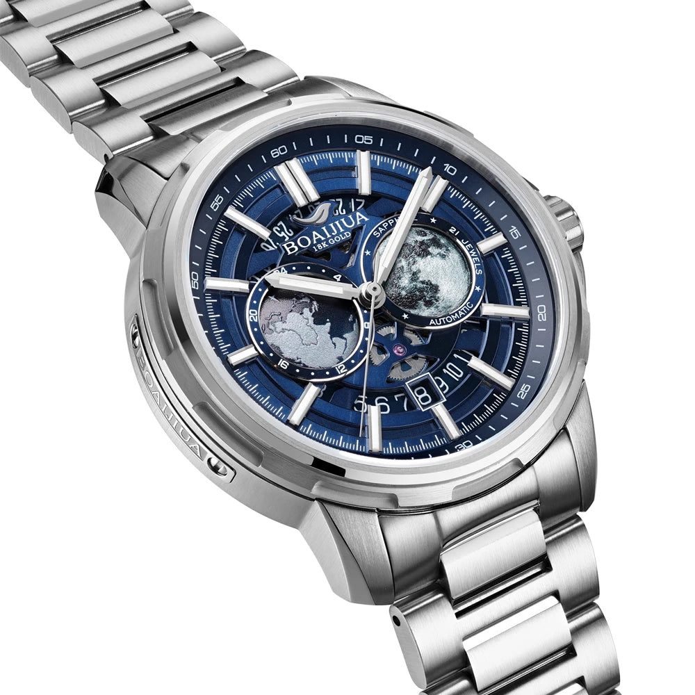 ساعة BOAIJIUA الميكانيكية الأوتوماتيكية ساعة Creative Starry Sky مقاومة للماء حتى عمق 50 مترًا 8217 ساعات ميكانيكية هدية عيد ميلاد للرجال