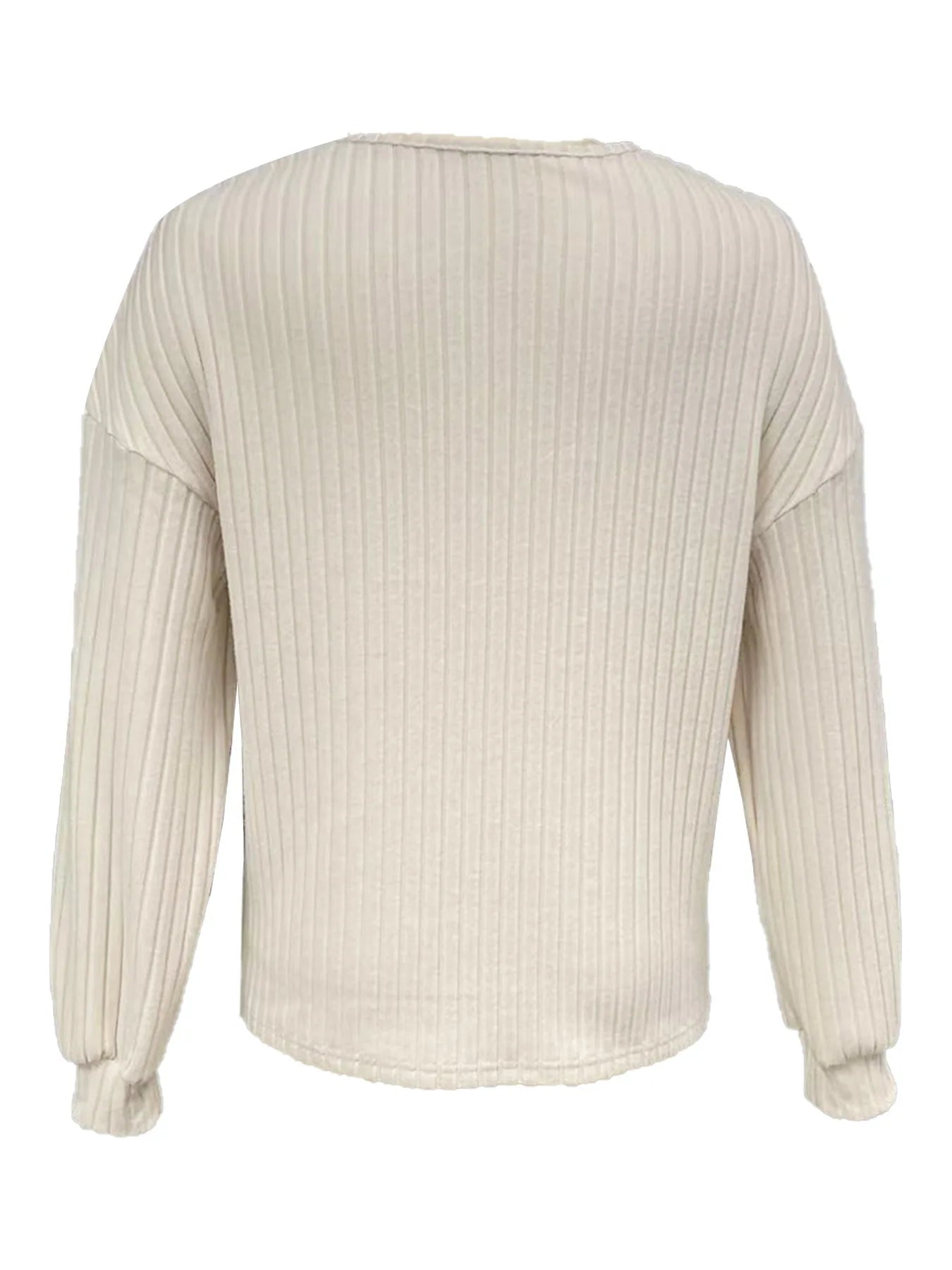 تيشيرت نسائي بأكمام طويلة مخططة وفتحة رقبة على شكل حرف V، مناسب للارتداء اليومي، قطعة أنيقة وعصرية لفصل الخريف، وصل حديثًا من أوروبا وأمريكا.