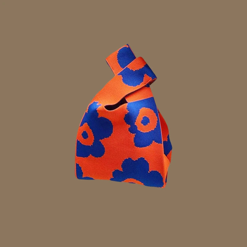 حقائب يد نسائية أنيقة مصنوعة يدويًا محبوكة، حقيبة معصم صغيرة بعقدة، حقيبة تسوق كورية كاجوال قابلة لإعادة الاستخدام