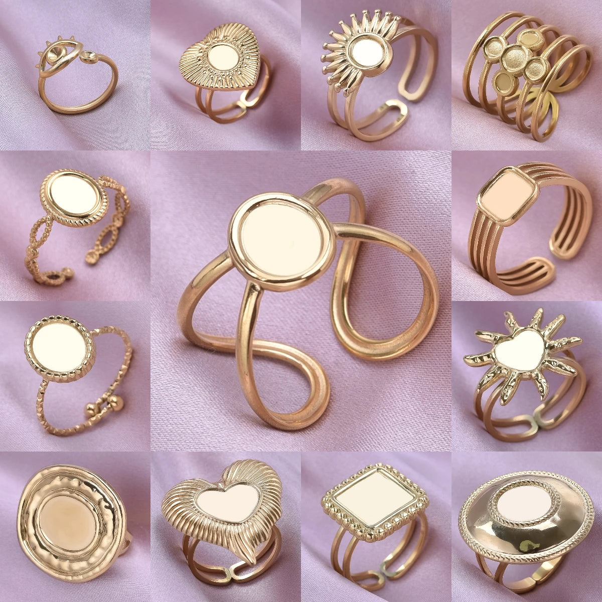 ٦ قطع/عبوة من حلقات مطلية بالذهب بقاعدة من الفولاذ المقاوم للصدأ، خواتم مفاصل فارغة يمكنك صنعها بنفسك للنساء، مجوهرات ساحرة لا يتغير لونها، بيع بالجملة