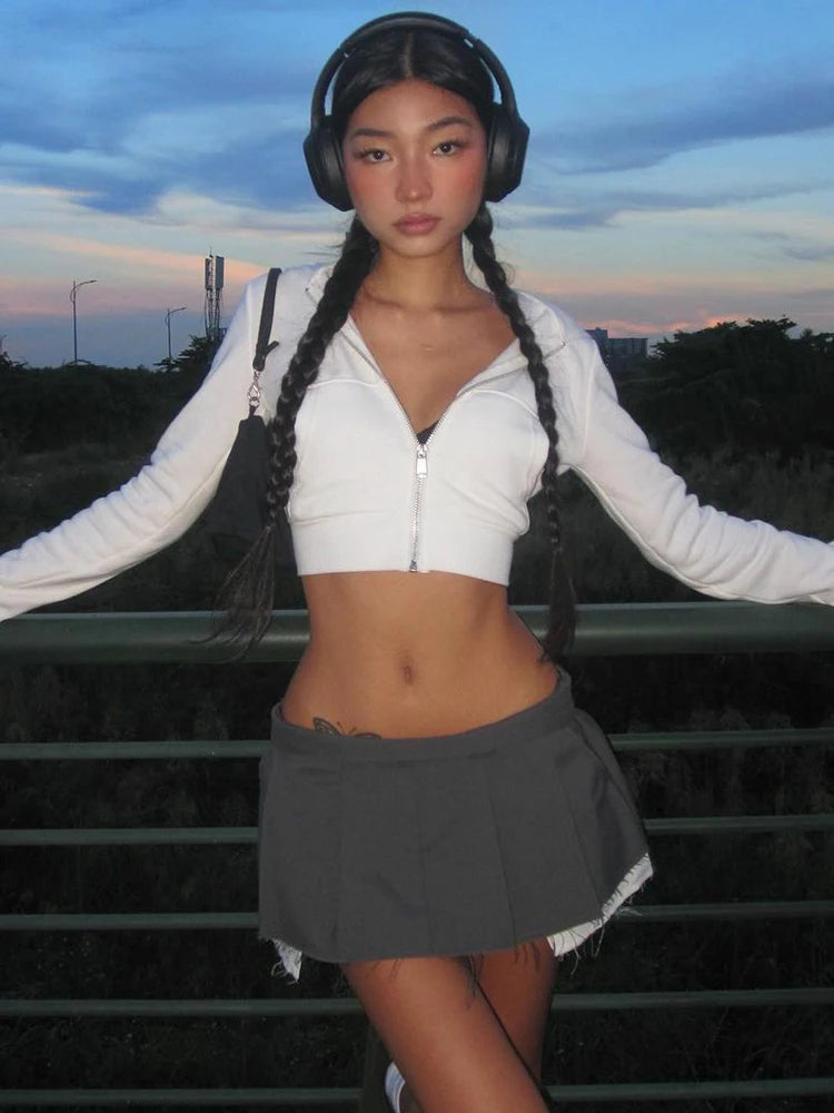 دولزورا للنساء خريف وشتاء 2024، أزياء الشارع، قمصان قصيرة بيضاء بأكمام طويلة، تيشيرتات، سلع بالجملة للأعمال