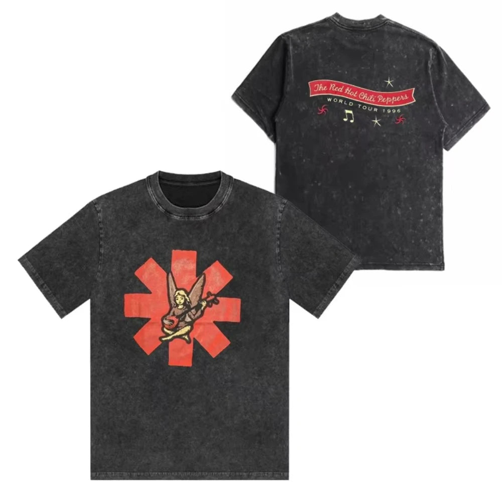 تي شيرت رجالي ونسائي مطبوع عليه شعار فرقة ريد هوت تشيلي بيبرز، مصنوع من القطن المغسول بتصميم هيب هوب، بأكمام قصيرة، ومقاسات كبيرة، مناسب للصيف