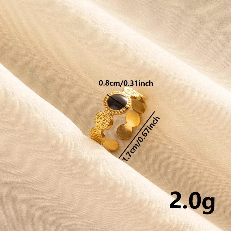 خاتم مفتوح قابل للتعديل بتصميم عين الحسد، قلب، شمس، قلب، للنساء والرجال، إكسسوارات، مينا أسود، مجوهرات عتيقة، خاتم من الفولاذ المقاوم للصدأ، هدية