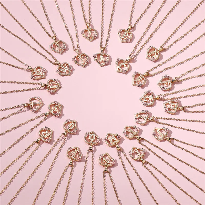 قلادة نسائية على شكل زهرة بحرف AZ باللون الذهبي الأصفر، هدية زفاف للنساء