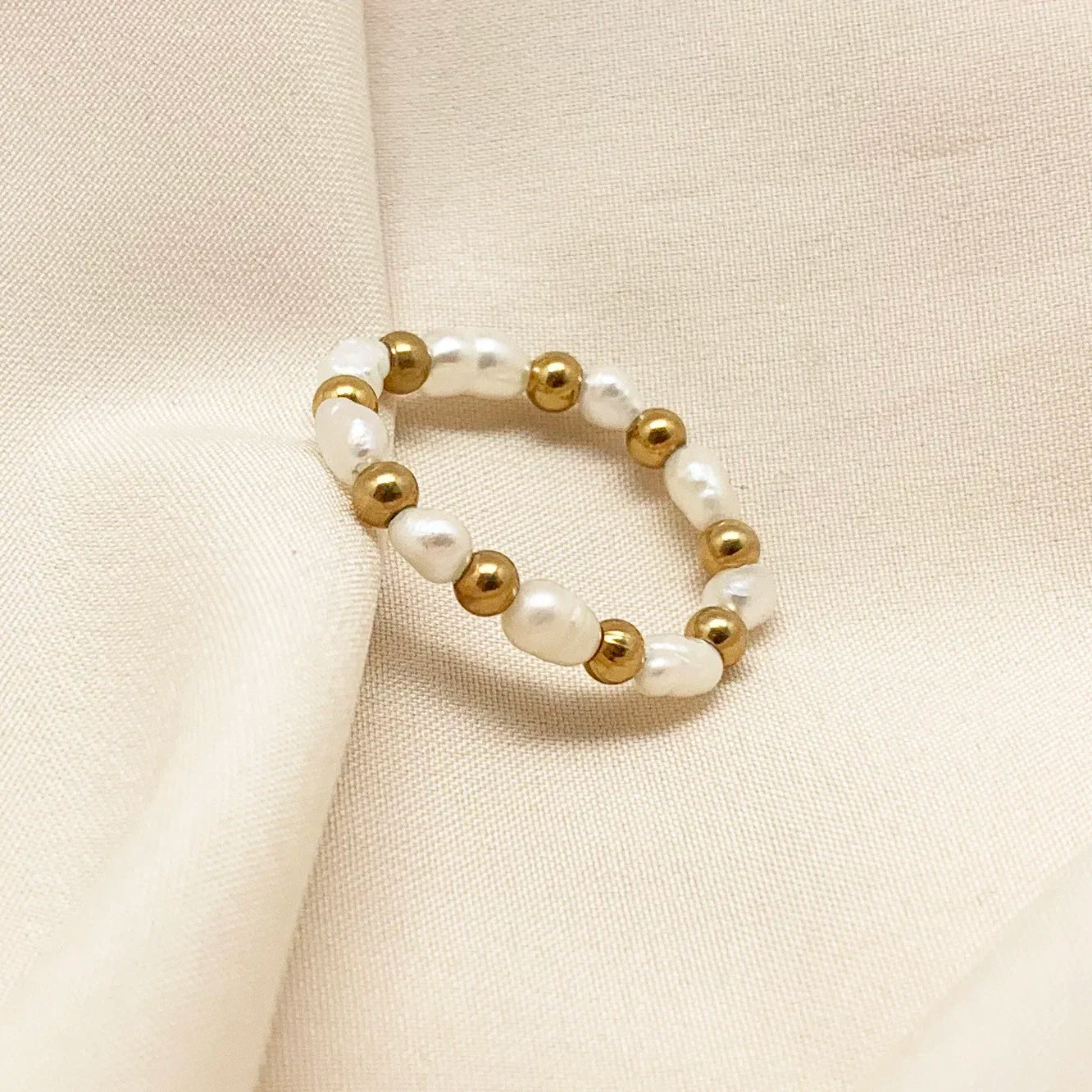 خاتم أنيق من لؤلؤ المياه العذبة مع خرز من الفولاذ المقاوم للصدأ، خواتم زفاف عصرية مصنوعة يدويًا للنساء والفتيات، متوفرة بالجملة