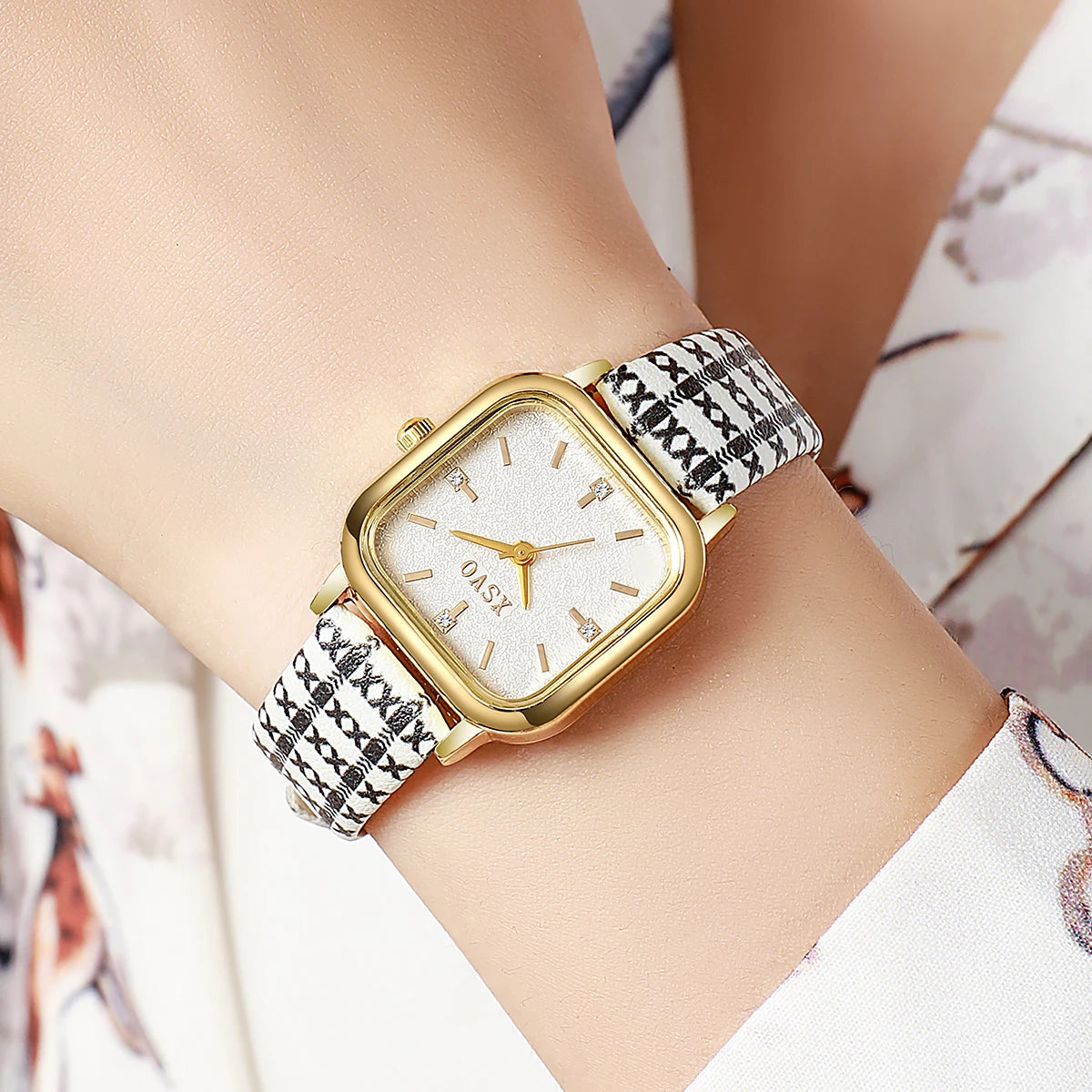 ساعة نسائية أنيقة وبسيطة، ساعة يد مستطيلة بتصميم كوري أنيق، ساعة كوارتز نسائية