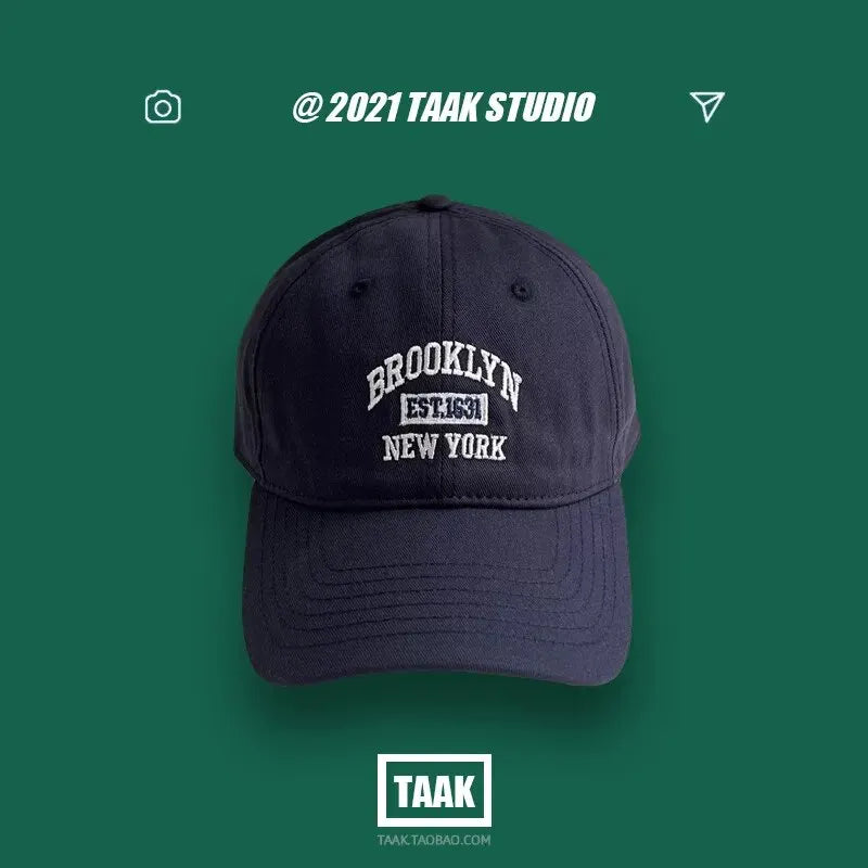 قبعة بيسبول نسائية للربيع والصيف، النسخة الكورية، شارع إنس، مطرزة بحروف عنابية، قبعة صيفية للرجال