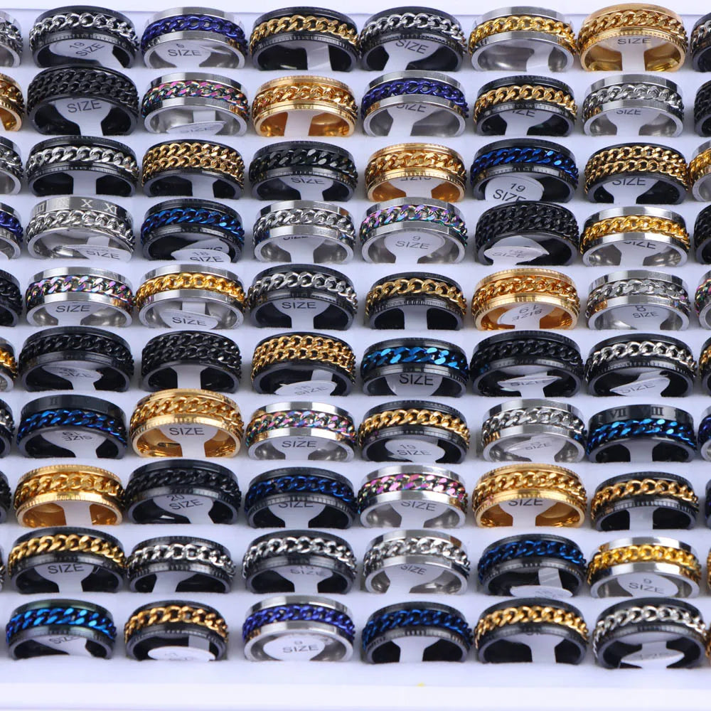 ١٠ قطع/عبوة، خاتم أنيق وبسيط من الفولاذ المقاوم للصدأ، مناسب للرجال والنساء، مجوهرات عصرية جميلة بنمط البانك، هدايا مثالية لحفلات أعياد الميلاد.