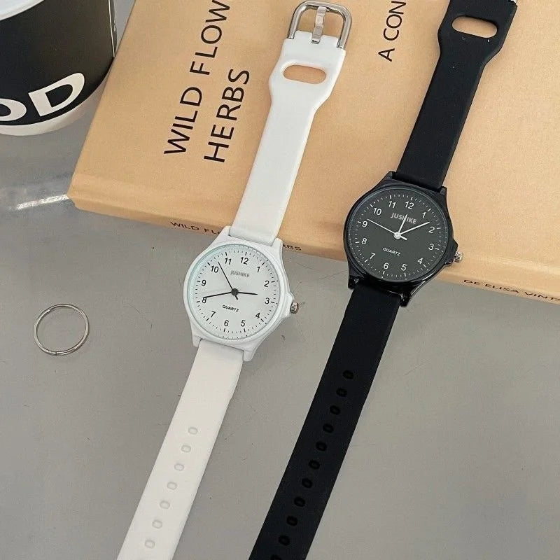 ساعة يد أنيقة بسوار سيليكون متعدد الألوان، ساعة كوارتز للطلاب، ساعة كوارتز كاجوال قابلة للتعديل