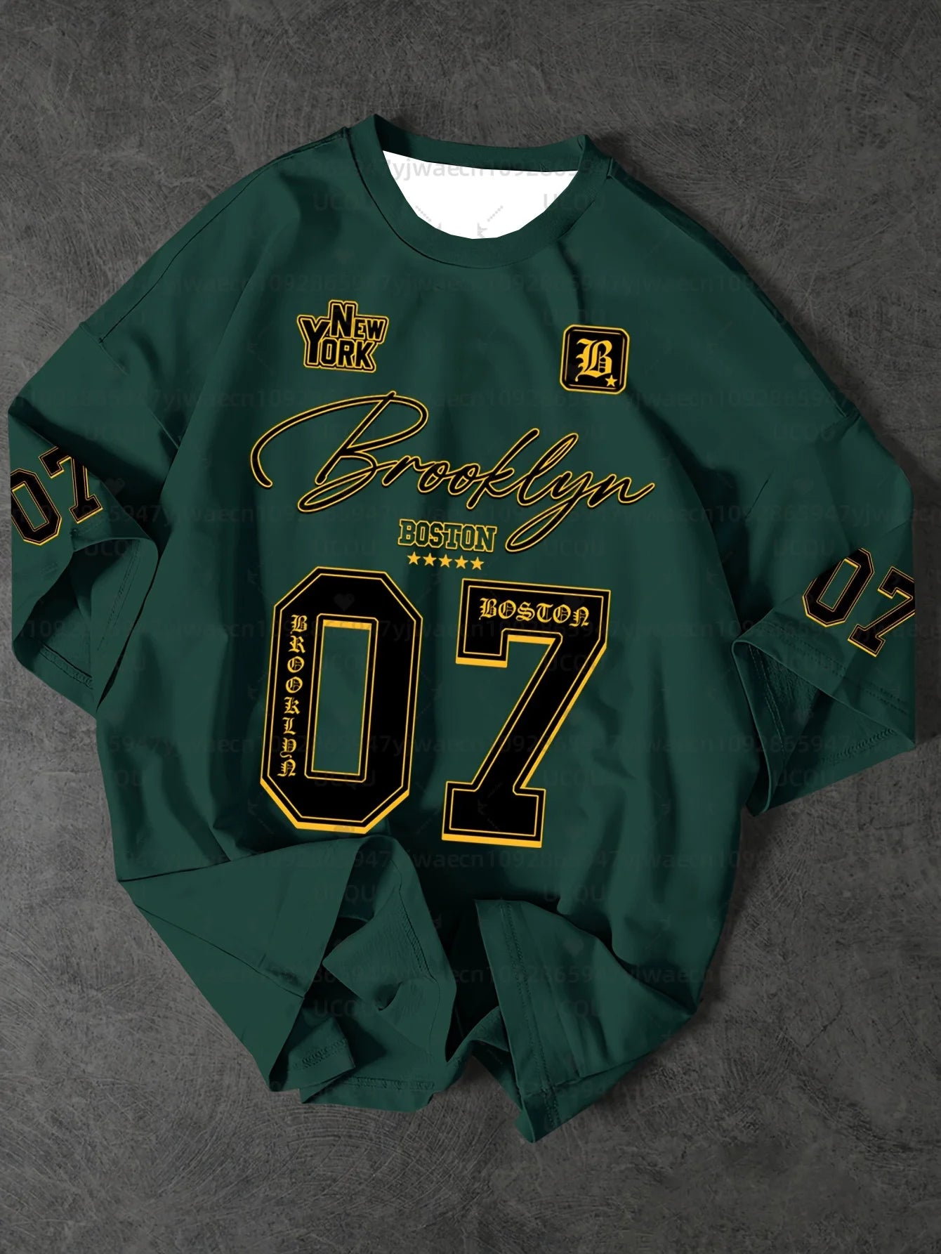 قميص رياضي رجالي مطبوع عليه شعار بروكلين 07 بأكمام قصيرة، تي شيرت صيفي برسومات جرافيكية، تي شيرت رياضي نسائي بمقاسات كبيرة