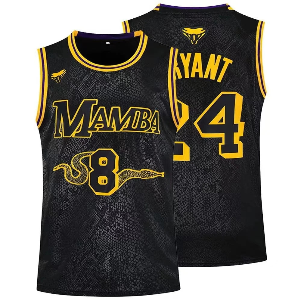 Basketball Jersey Black Mamba #8 #24 Breathable Quick Drying Tops Sleeveless Embroidery High Street Sewing Sports Outdoor Shirt
