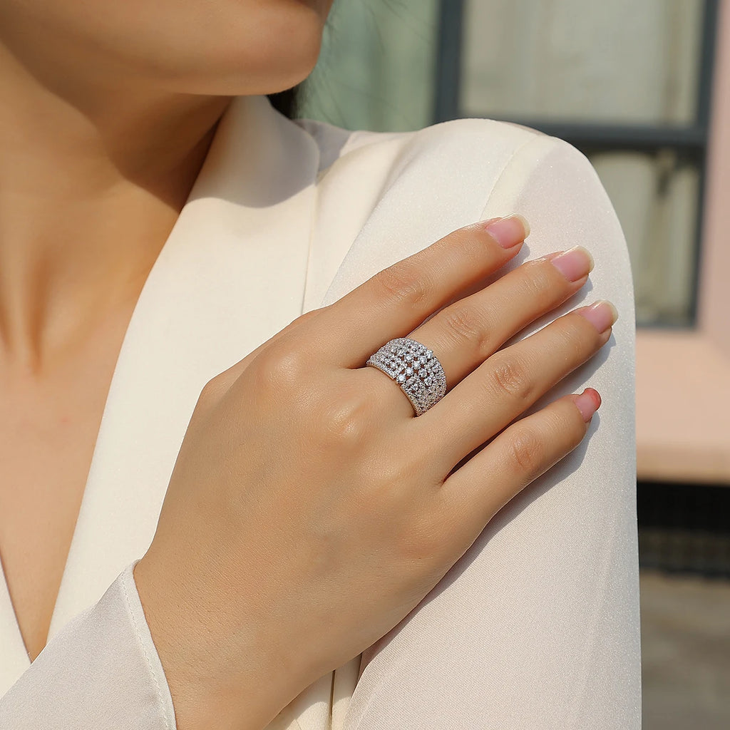 خاتم أبدي من الفضة الإسترليني عيار 925 من قطعة واحدة، مطلي بالبلاتين، مجوهرات فاخرة، شهادة اختبار الماس، خاتم زفاف كهدية